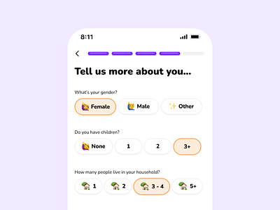 Onboarding app buttons emoji form form ui gender icon icons ios iphone log in minimal new user onboarding onboarding flow select sign in sign up stepped ui steps