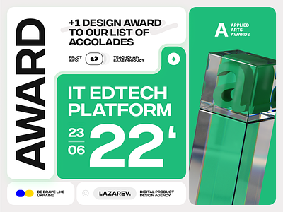 Award for IT education platform (Teachchain) 2022 | Lazarev. award design edtech education education platform interface it lazarev learning platform for developers product ui ux web win