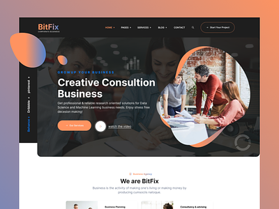 Business consulting landing page agency branding business company corporate creative design illustration logo ui
