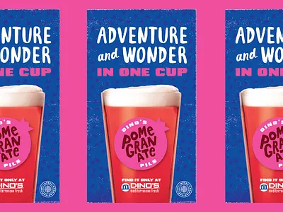 Dino's Pom Pils badge beer branding design logo mediterranean minnesota print typography