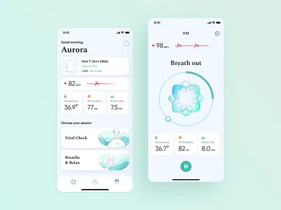 Health Monitoring App analytics breath eco exercise fitness health heart rate monitoring nanoleq ui yoga
