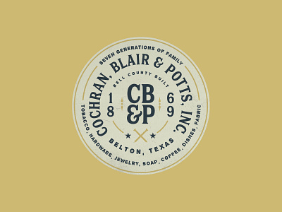 Cochran Blair & Potts Artwork Concepts | Mark II badge belton branding department illustration logo patch store texas