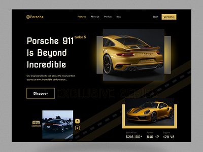 Porsche Garage Website automobile car car modify shop car service carshop garage landing page porsche ui ux web design website