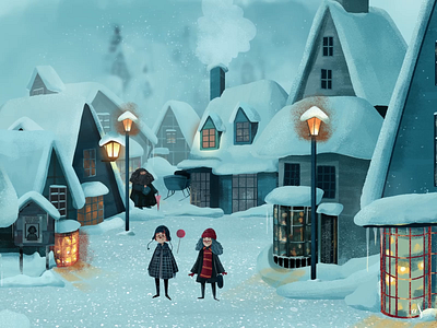 'Winter time at Hogsmeade' Illustration 2d 2d illustration animation ar character design character illustration design graphic design harry potter illustration motion graphics photoshop winter