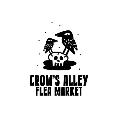 Crow's Alley Flea Market Logo adobe illustrator crow logo minimal punk vector