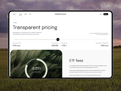 Goodfolio - Pricing ecology graphic design hero image invest investing landing logo planet pricing sustainability sustainable ui ux uxui web website