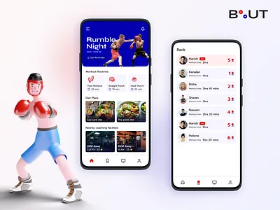 Bout - Become a boxer app boxing branding logo sports ui ux wireframe