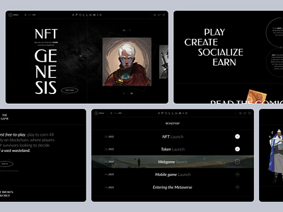 Apollumia NFT website animation art blockchain clean crypto cryptocurrency dark landing page meta minimalism modern nft token ui ux web3 webdesign website