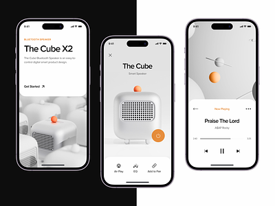 Cube Bluetooth Speaker App Concept bluetooth clean concept connect control design electronics gadget interaction interface ios minimal mobile app product simple smart home sound speaker ui ux