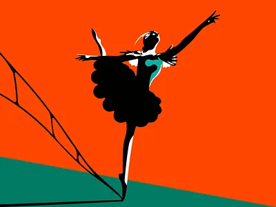 Ballet ballerina ballet black swan dancer disney drawing fairy tale flat illustration movie odile orange sunset swan lake vector woman women