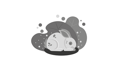 Grayscale Bunny illustration minimal vector