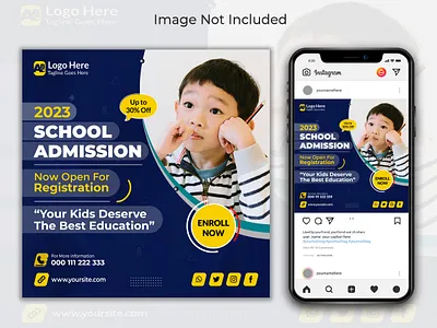 School admission social media post admission branding design graphic design social media post vector