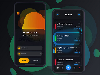 Service Center Mobile App UI application center colorful glassmorphism graphic design liquid mobile mobile app modern neumorphism screen ui uiux user interface ux