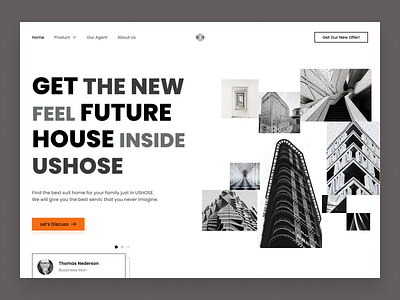 Ushouse - Real Estate Hero Section agency apartment archi architecture building hero section home house landing page properties real estate real estate website residence ui uidesign uiux ux web web design