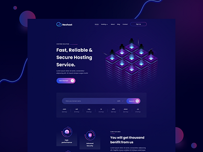 Hosting Website UI UX Design cloudhost design hosting hostserver landingpage ui uidesign uiux vpn host webhost webuiuxdesign