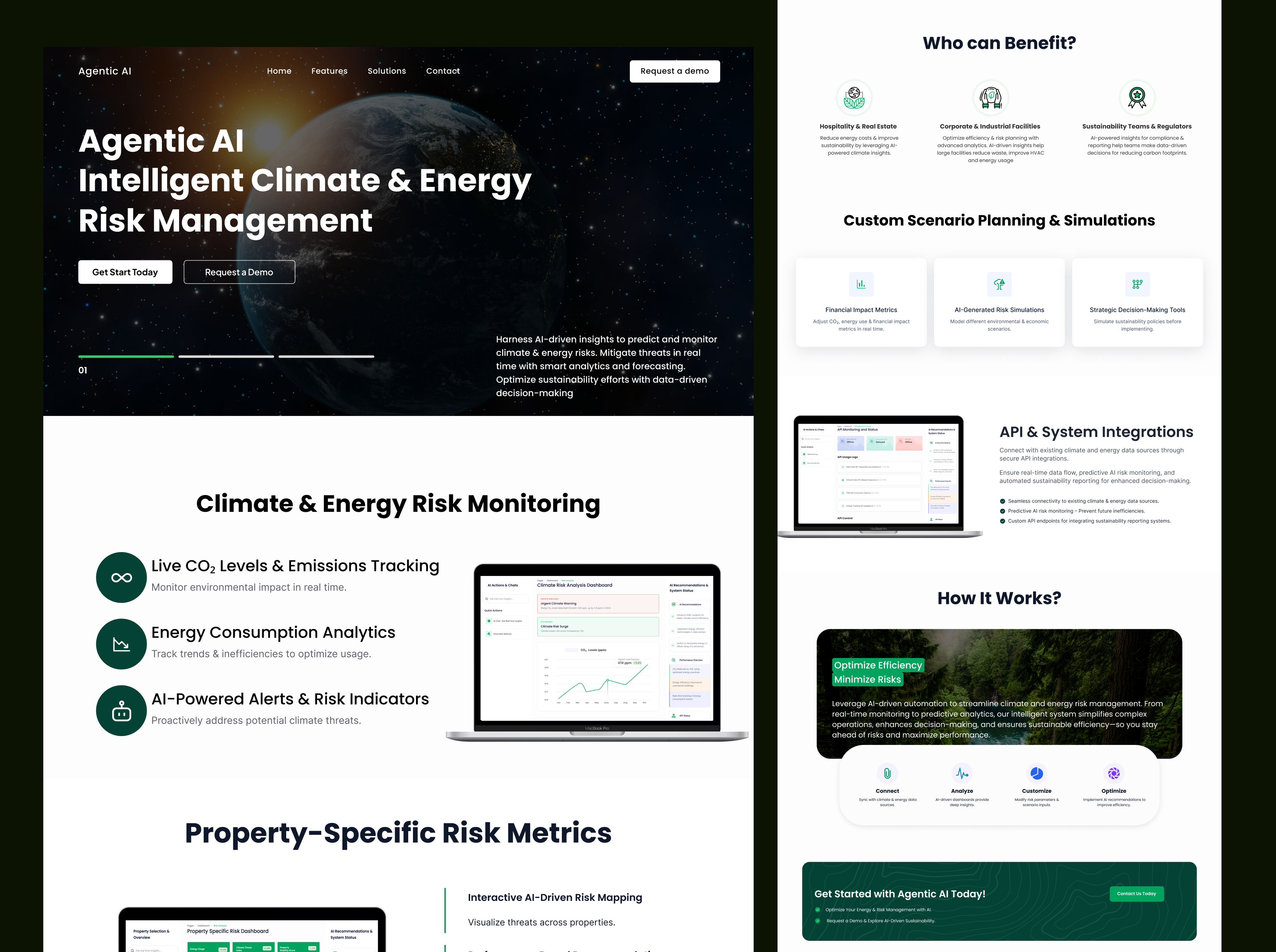 Intelligent Climate & Energy Risk Management System - Agentic AI ai ai agent charts figma figma designer graphs homepage landing page landing page design monitoring tool statistics stats ui ui design ui designer uiux ux website design