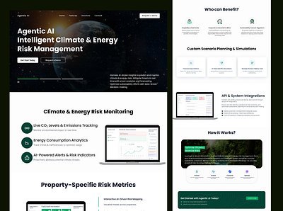 Intelligent Climate & Energy Risk Management System - Agentic AI ai ai agent charts figma figma designer graphs homepage landing page landing page design monitoring tool statistics stats ui ui design ui designer uiux ux website design