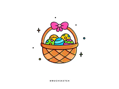 Easter eggs 🪺 + 🎀 affinity designer basket blue bow colorful decoration design drawing easter eggs flat illustration illustrator pattern pink procreate rainbow treasure vector yellow