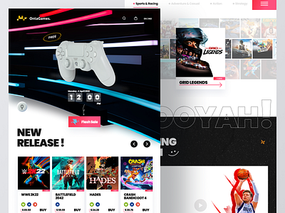 OntaGames - Games Store Landing Page 3d animation app clean concept design game game design games gaming app illustration landing page minimal modern product design store ui ux web design website