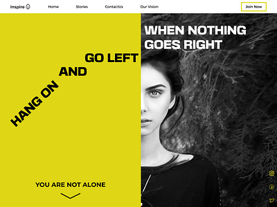Inspire, Landing page for suicide prevention webpage aesthetic blackandyellow branding design graphic design inspiration landingpage logo minimal nepal suicide ui webdesign website