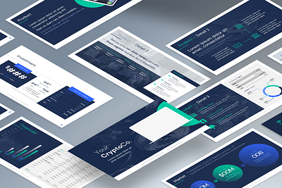 Crypto Pitch Deck Template app blockchain clean creative crypto cryptocurrency deck dlt figma mockup mockup template pitch deck powerpoint ppt presentation slide slides tech template turquoise