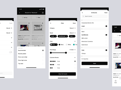 E-Commerce Filters 🛍 brand buttons category clean ui color design filter filters fintory interface ios mobile sorting time range ui ux