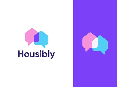 Housibly Logo Design agency app icon app logo brand chat bubble chat logo chatting app company consulting dating design home logo house logo logo logo design modern logo real estate app real estate brand real estate logo startup