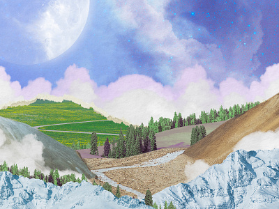 Surreal Nature Digital Collage Art | Landscape Remix Background aesthetic aesthetic background aesthetic wallpaper cloud collage digital art element escapism graphic design illustration imaginative landscape magical realism mixed media moon nature print remix surreal vintage