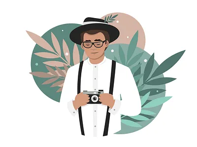 Ceep calm and take photos calm calmness guy illustration man nature photo photographer retro vector