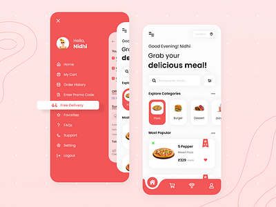 Food Delivery App - UI Design adobe xd app app design app designer branding color design e commerce figma food food delivery illustration inspiration interactive ui ui designer ui ux uiux designer vector web designer