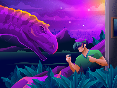 VR with Dino Illustration 3d illustration ar artificial artificial intellegence branding digital digital art flat vr illustration illustration imagination metaverse mixed reality projection technology virtual reality illustration vr vr art designs vr designer vr illustration vr illustration and 3d