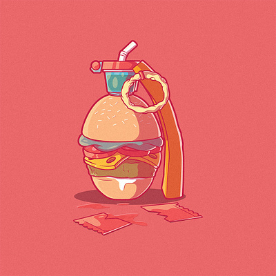 Burger Grenade fast graphic design unhealthy