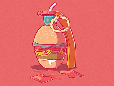 Burger Grenade fast graphic design unhealthy