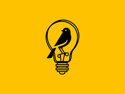 Bird in a Light Bulb Logo for Sale animal bird branding bulb cute design electricity gaming geometric illustration light lines logo mark mascot nature surrealist tech technology vector