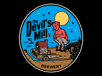 The Devil’s Mill beer brewery design devil doodle drawing environment illustration logo mill typography vector