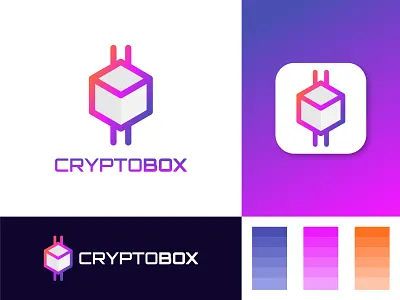CryptoBox logo design blockchain box logo brand identity branding colourful creative crypto crypto chain crypto logo dribbble hexagon illustration logo inspirations mark minimal portfolio sale trending