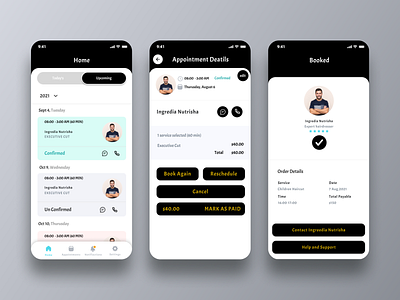 SNIPSZ admin app appointment barbershop booking process branding clean design client view complete customer designing downlaod haircut management notifications stylish design ui uiux user interface