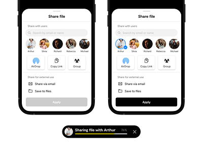 Share a file airdrop app copy link design email file group ios iphone 14 save save to files send send email share share file site snippets ui ux