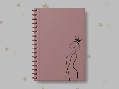 Notebook_Queen black cover cover design crown design illustration lines minimalism notebook notebook design queen woman