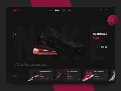 NIKE WEBSITE black design minimalism pink shop ui ui design ux ux design web design