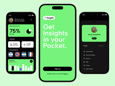 Insght - Survey Mobile app analysis analytics campaign data form information marketing mobile product design questions research results survey ui uiux user inteface