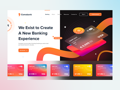 Banking landing page | Online banking 3d bank banking landing page creative credit card debit card finance fintech landing page mobile banking money payment payment card saving transaction ui ui ux design uiux wallet web design