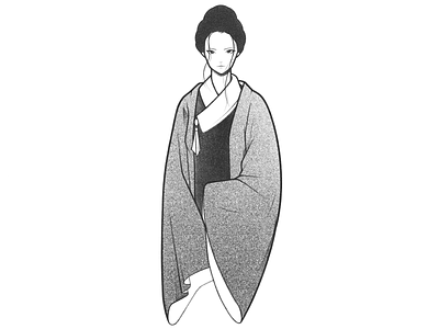 girl black and white cartoon character character design comic drawing girl illustration japan kimono line minimal monochrome pencil procreate yukata
