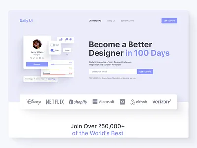 Daily UI – Landing Page component library components concept daily 100 daily 100 challenge dailyui design system forms homepage inputs landing page redesign ui user interface ux webdesign