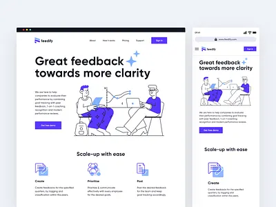 Feedify - Feedback portal | Responsive-design adobexd illustration landingpage responsive uidesign uiux webdesign
