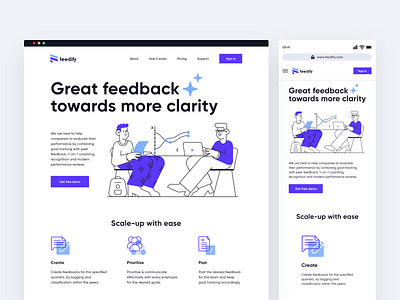 Feedify - Feedback portal | Responsive-design adobexd illustration landingpage responsive uidesign uiux webdesign