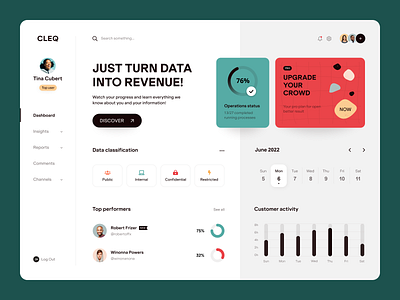 Cleq Dashboard design interface product service startup ui ux web website