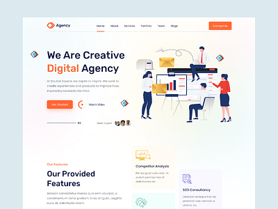 Digital Agency Hero Section agency landing apps design creative agency creative hero design digital agency figma graphic design hero section illustration landing page mobile apps ui ui ux user interface website