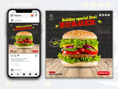 Social Media post food promotion template design social media banner