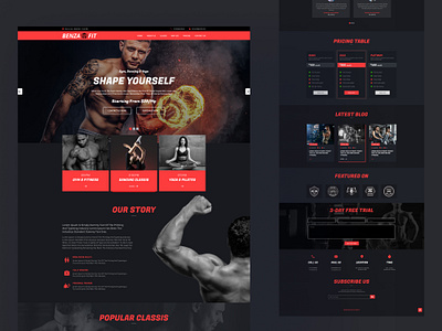 Gym/Fitness Website Template clean ui fitness free web site template gym health men trends uiux web website website design women